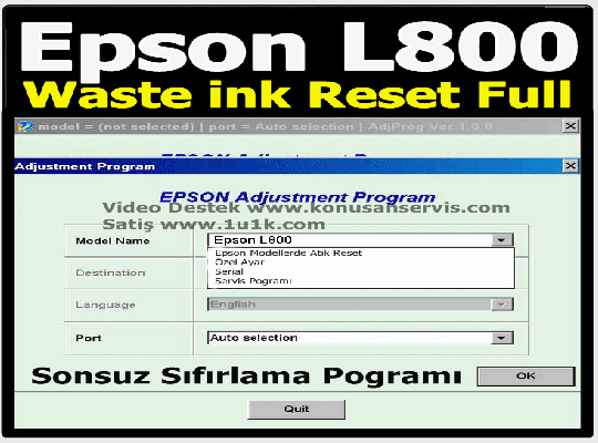 Epson L800 Reset Emici Dolu Giderme